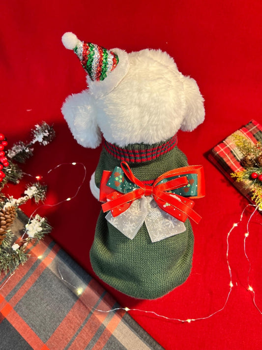 Holiday-themed Pup Sweater with Sweet Clip, Dress for pets, small dog clothes, Christmas dress for dog, Christmas dog sweater, holidays 2024