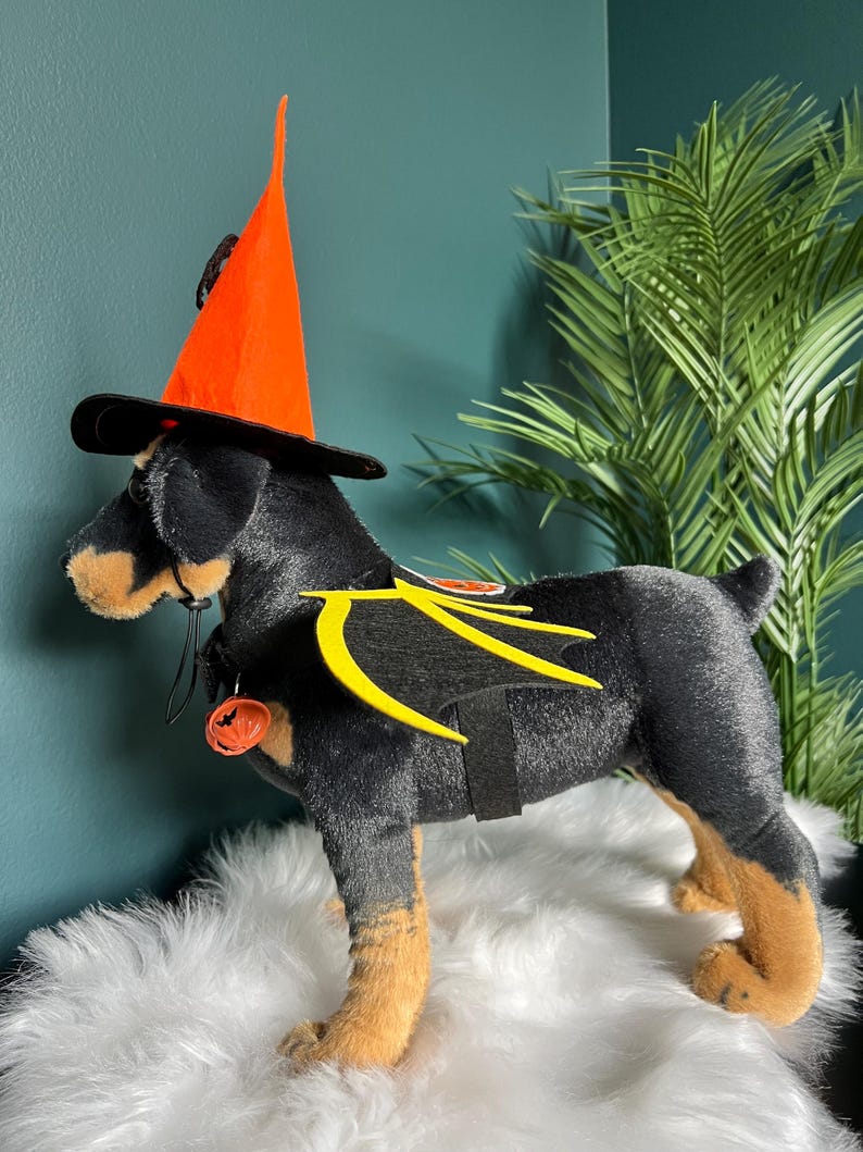 Spooky Bat Pet Costume Set with Pumpkin & Bells + Festive Hat, pet costume, dog Halloween dress, dog Halloween costume, pet cosplay outfit