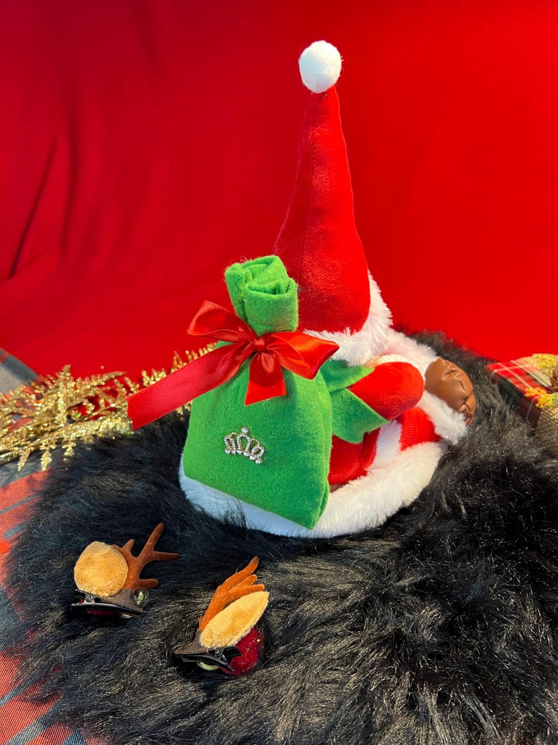 Cheerful Holiday Pet Costume: Santa Claus Cape & Reindeer Horns, Dress for pets, small dog clothes, Christmas dress for dog, Christmas dog