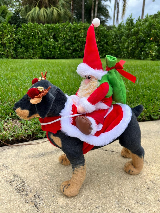 Cheerful Holiday Pet Costume: Santa Claus Cape & Reindeer Horns, Dress for pets, small dog clothes, Christmas dress for dog, Christmas dog