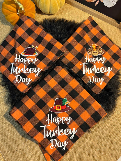 Unique Handmade Thanksgiving Bandana with Special Add-On, thanksgiving pet outfit, bandanna for Dog, bandanna for cat, thanksgiving bandanna