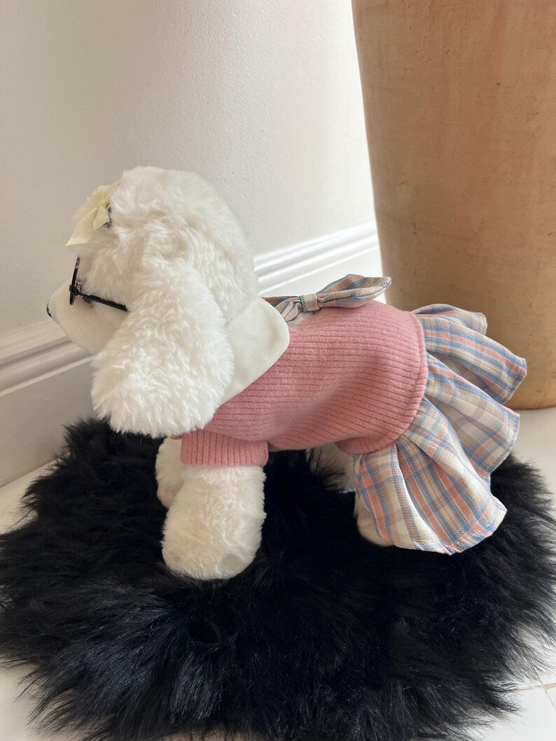 Puppy Fashion Schoolgirl Ensemble | Pink Dress & Glasses for Dogs Dress for pets, small dog clothes, dog fashion, Cute dog costume cat dress