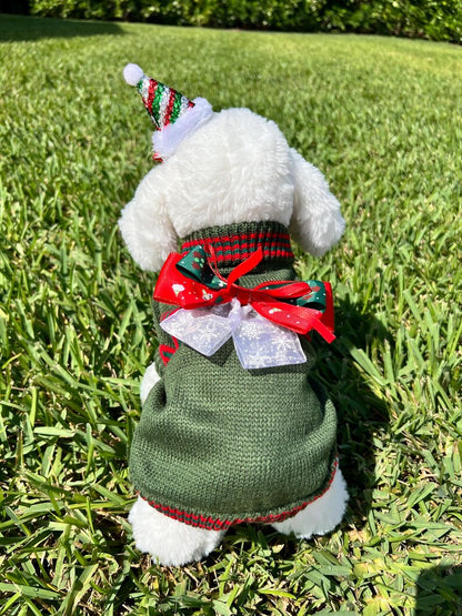Holiday-themed Pup Sweater with Sweet Clip, Dress for pets, small dog clothes, Christmas dress for dog, Christmas dog sweater, holidays 2024