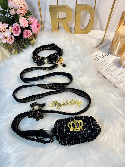 Chic Pet Collar & Leash with Stylish Waste Bag Holder for Dogs , dog collar, cute dog collar, Girl Dog collar, male dog collar, dog leash