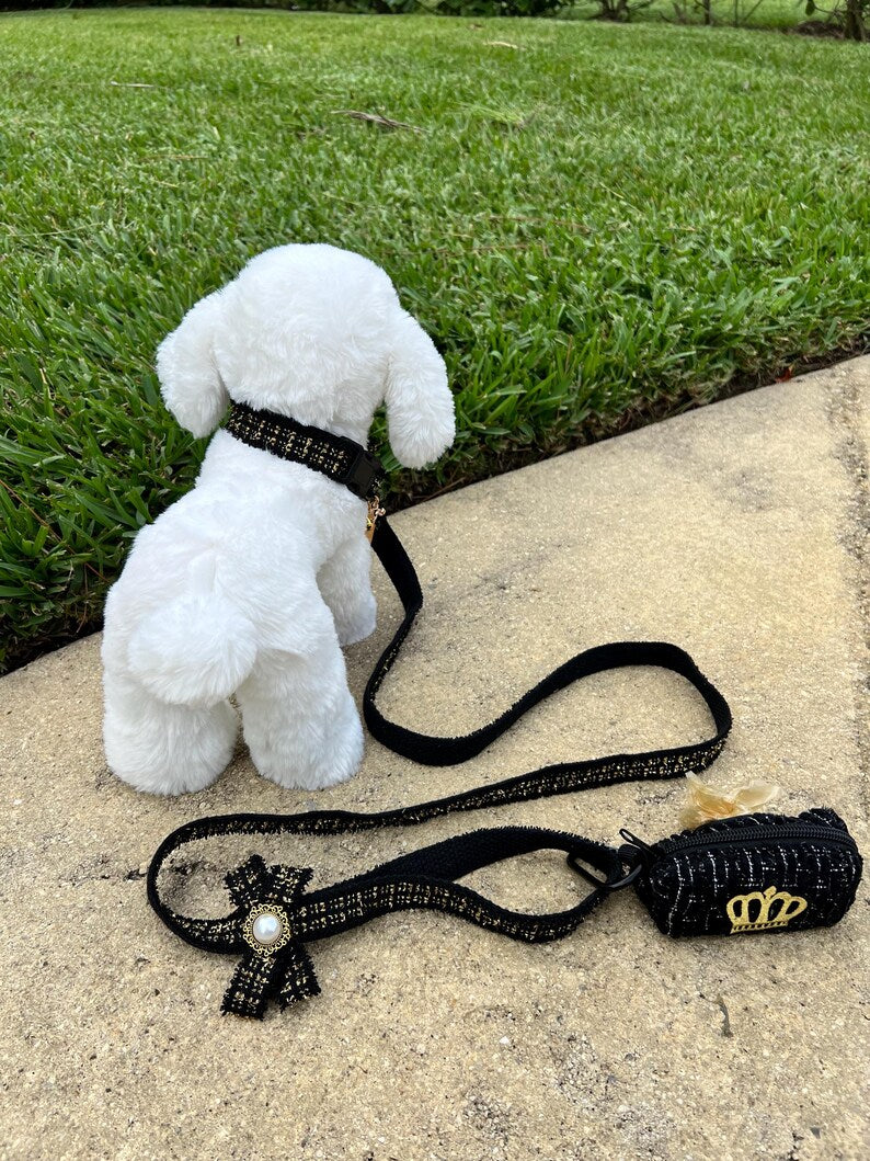 High-End Dog Walking Set: Fashionable Collar, Leash & Waste Dispenser , dog collar, cute dog collar, Girl Dog collar, male dog leash