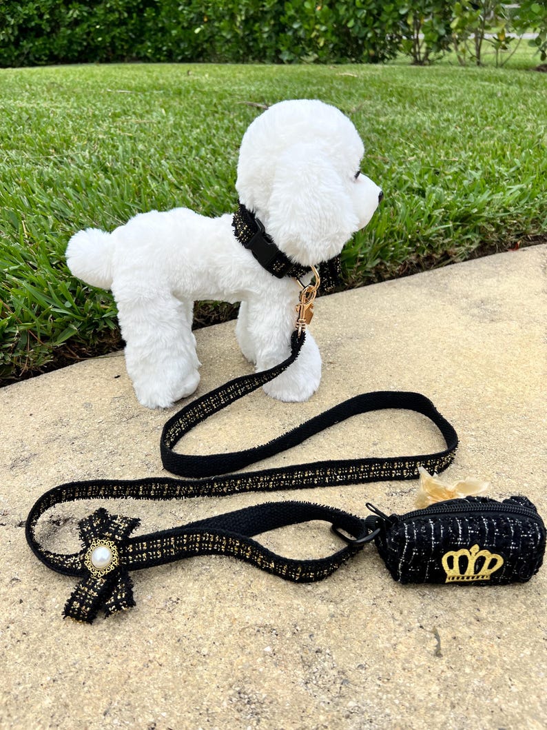 High-End Dog Walking Set: Fashionable Collar, Leash & Waste Dispenser , dog collar, cute dog collar, Girl Dog collar, male dog leash