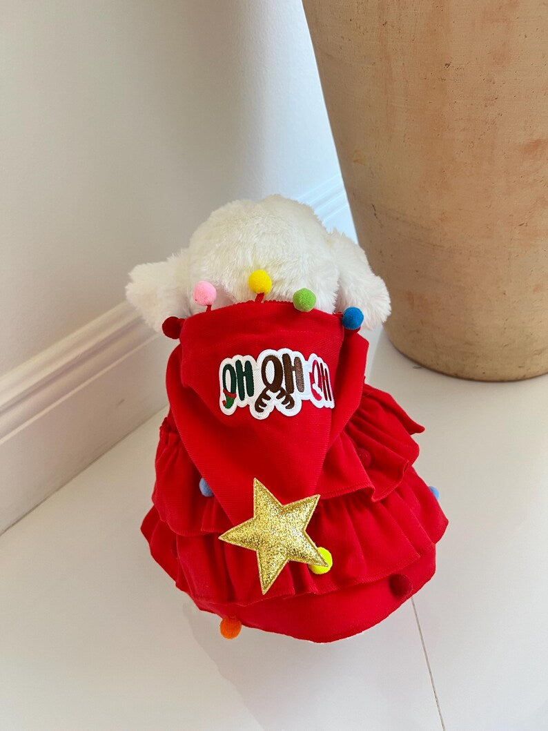 Holiday Red Cape Tree: Perfect for Pets' Christmas Fun! Christmas tree Dog costume, festive holiday photo prop Santa tree costume, Dog gift
