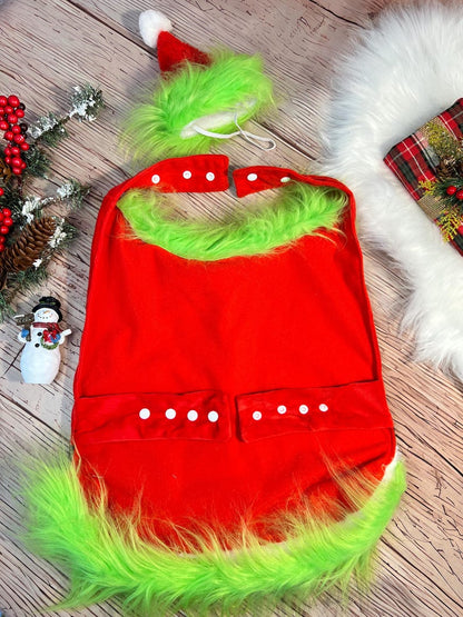 Christmas Grinch Costume for Pets - Cape & Hat for Large Dogs, large Christmas dog costume, Large dog grinch costume, Dog gift, Santa Cape