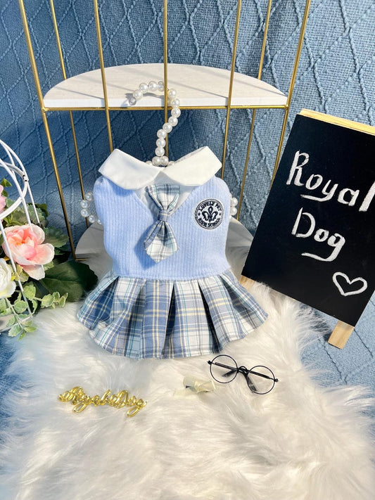Cute Dog Dress in Schoolgirl Style with Glasses | Puppy Apparel, Dress for pets, small dog clothes, dog fashion, Cute dog costume cat outfit