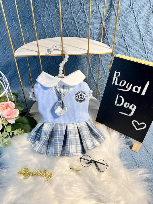 Cute Dog Dress in Schoolgirl Style with Glasses | Puppy Apparel, Dress for pets, small dog clothes, dog fashion, Cute dog costume cat outfit
