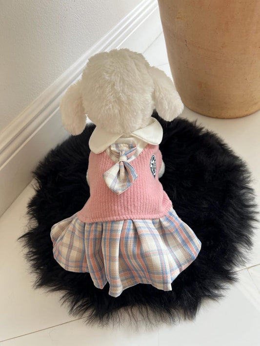 Small Dog Dress in Pink - Schoolgirl Look with Cute Glasses for Pets, small dog clothes, dog fashion, Cute dog costume, cat dress, fashion
