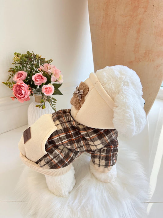 Snuggly Bear Hooded Pet Sweatshirt - Perfect for Paws and Cuddles! winter warm puppy sweater for dogs, cosy pet clothes, dog cat sweatshirt