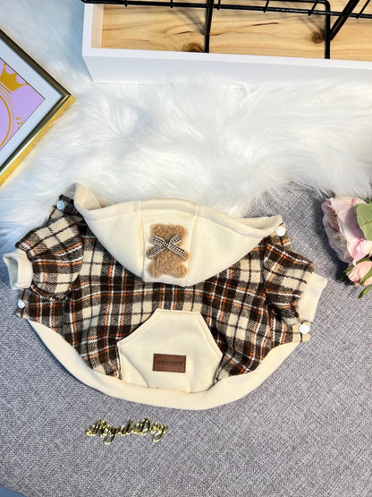 Charming Bear Hood Pet Sweatshirt - Stylish Comfort for Your Furry Friend! winter warm puppy sweater for dogs, cosy pet clothes