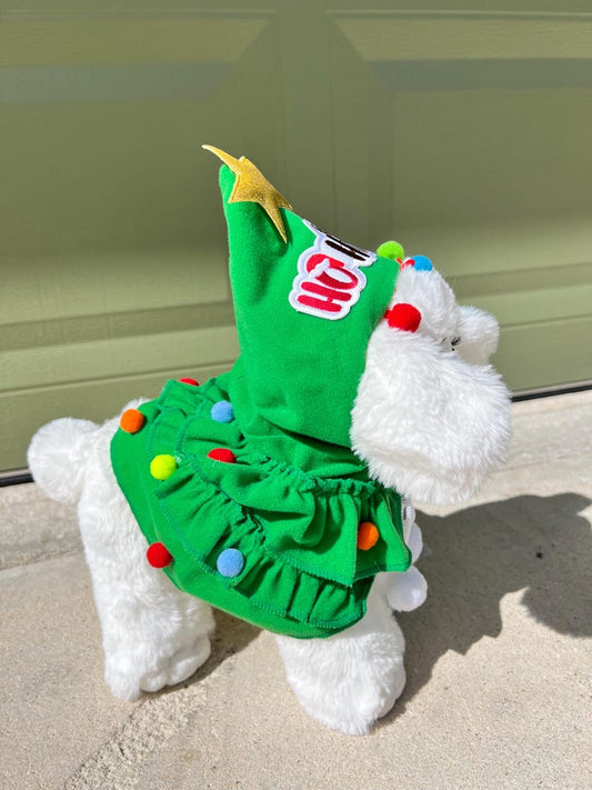 Cute Christmas Tree Cloak for Your Dog's Holiday Style , Christmas tree Dog costume, festive holiday photo prop Santa tree costume