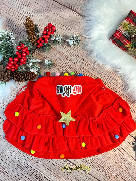 Festive Red Cape Tree for Your Furry Friends , Christmas tree Dog costume, festive holiday photo prop Santa tree costume, Dog holiday gift