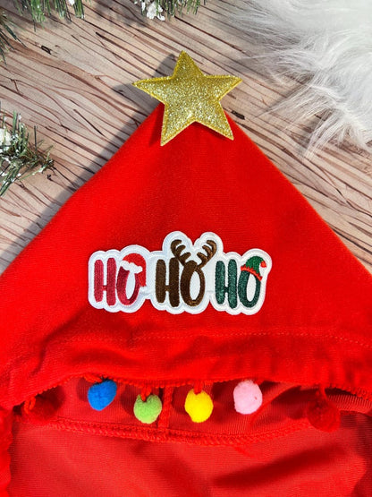 Festive Red Cape Tree for Your Furry Friends , Christmas tree Dog costume, festive holiday photo prop Santa tree costume, Dog holiday gift