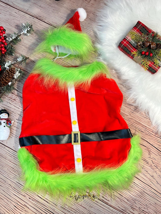 Christmas Grinch Costume for Pets - Cape & Hat for Large Dogs, large Christmas dog costume, Large dog grinch costume, Dog gift, Santa Cape