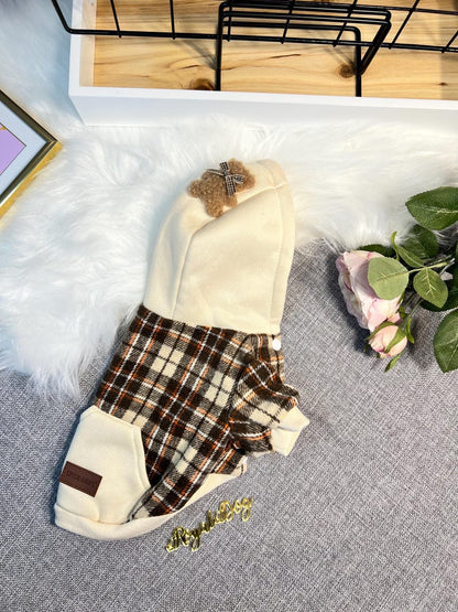 Charming Bear Hood Pet Sweatshirt - Stylish Comfort for Your Furry Friend! winter warm puppy sweater for dogs, cosy pet clothes