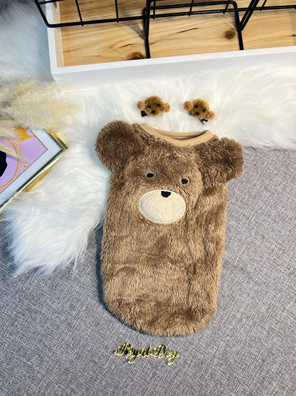 Snuggly Dog Sweater with Adorable Bear Clips | Perfect for Cold Days, winter warm puppy sweater for dogs, cosy pet clothes, dog sweater