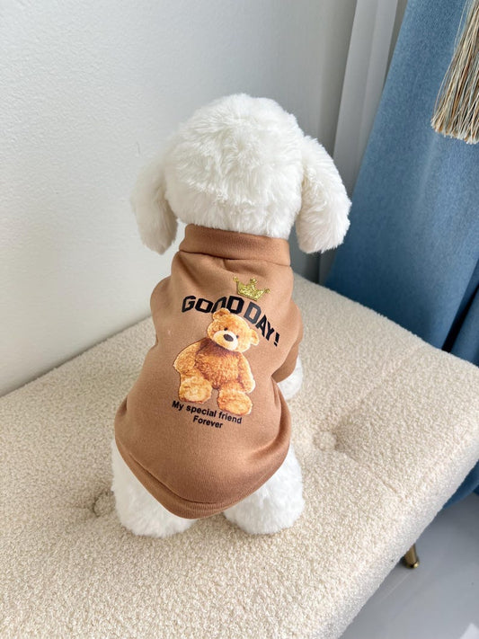 Cute Bear Crown Dog Sweater - Unique Good Day Graphic, pet clothing, dog top, dog fashion, dog apparel, dog long sleeves, dog t-shirt