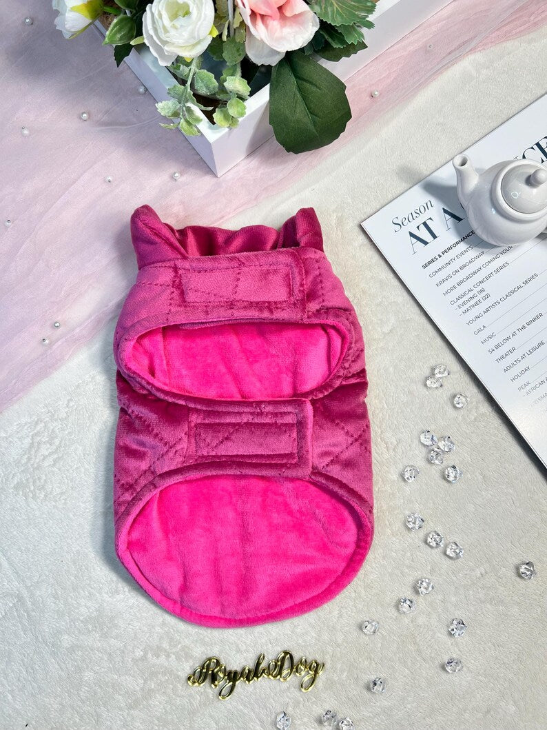 Cozy Pink Pet Vest with Regal Gold Crown Design, pet clothing, dog west, dog jacket, dog fashion, dog apparel, pet clothing, cozy dog outfit