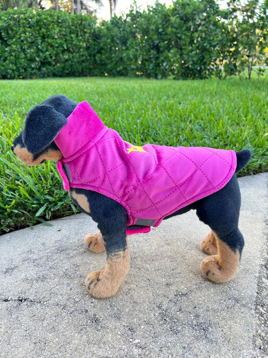Cozy Pink Pet Vest with Regal Gold Crown Design, pet clothing, dog west, dog jacket, dog fashion, dog apparel, pet clothing, cozy dog outfit