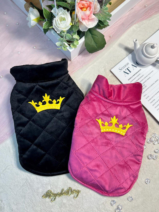 Dog Pink Vest with Gold Crown Detail - Luxuriously Comfortable, pet clothing, dog west, dog jacket, dog fashion, dog apparel, pet clothing