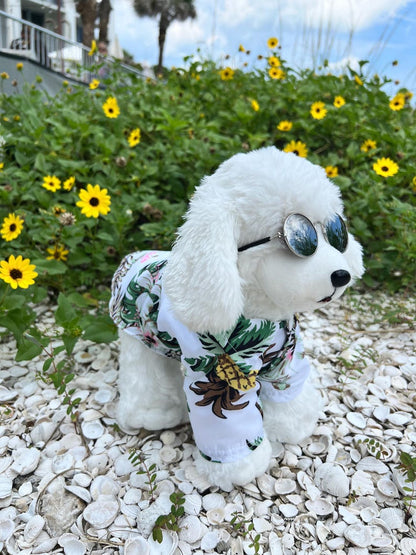 Dog Beachwear Combo, Hawaiian Dog Shirt with sunglasses ,Tropical Pet Outfit for Summer, Beach Days & Photoshoots