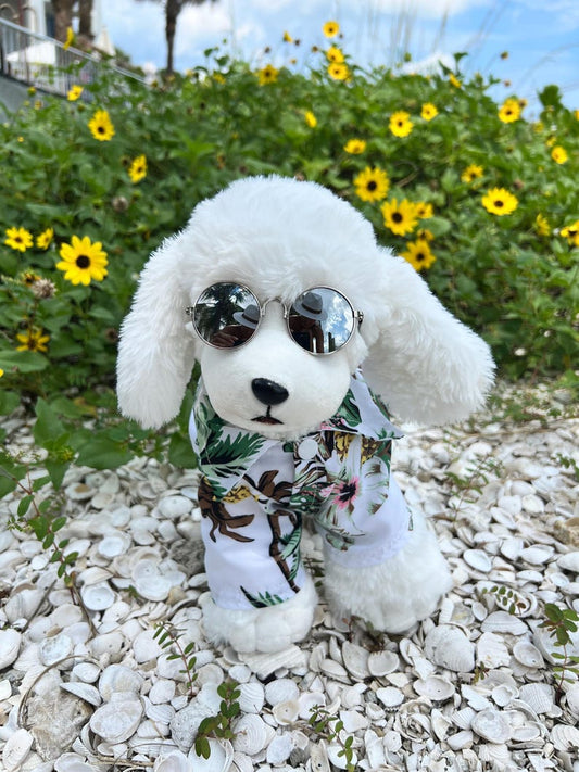 Dog Beachwear Combo, Hawaiian Dog Shirt with sunglasses ,Tropical Pet Outfit for Summer, Beach Days & Photoshoots