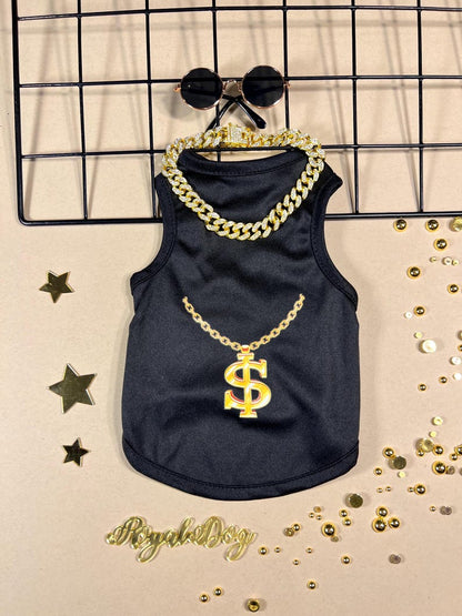 Dog Rapper Shirt, Hip Hop Dog Outfit, Funny Dog Clothes, Gold Chain Dog Shirt, Dog Party Costume, Small Dog Streetwear, Dog Gift Idea, gift