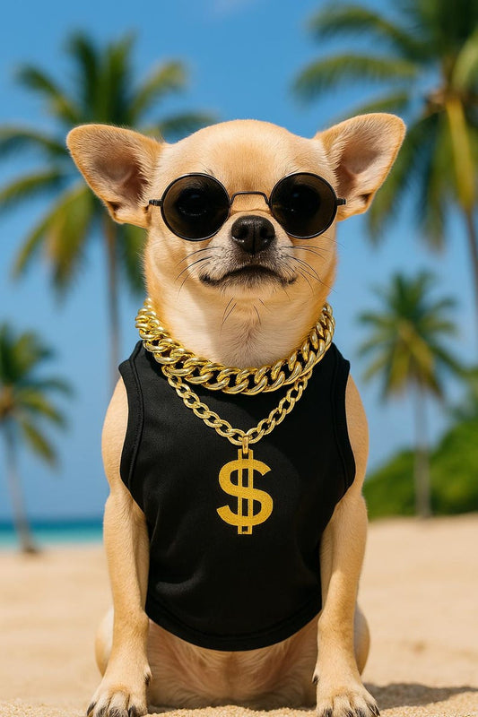 Dog Rapper Shirt, Hip Hop Dog Outfit, Funny Dog Clothes, Gold Chain Dog Shirt, Dog Party Costume, Small Dog Streetwear, Dog Gift Idea, gift