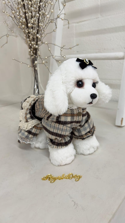 Chic Dog Dress with Lace & Velvet | Plaid Pup Outfit + Bow Clip | Cute Instagram Dog Fashion Royal Dog Couture, dog dress, dog outfit