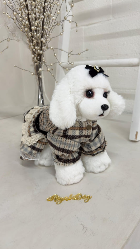 Chic Dog Dress with Lace & Velvet | Plaid Pup Outfit + Bow Clip | Cute Instagram Dog Fashion Royal Dog Couture, dog dress, dog outfit