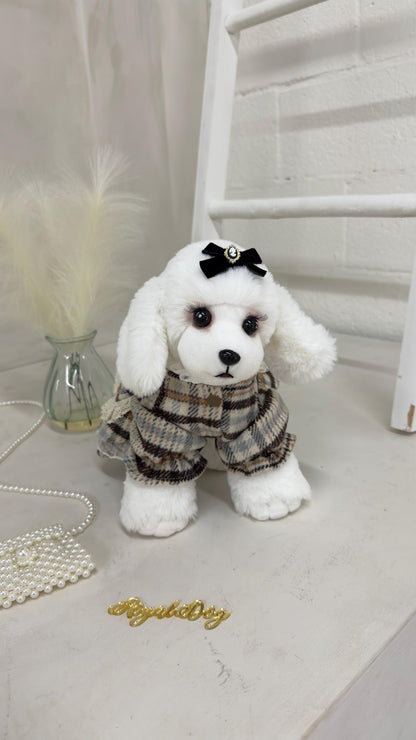 Luxury Plaid Dog Dress with Matching Hair Bow, Vintage Dog Clothes for Small Dogs, Royal Dog Couture, dog dress, dog outfit, vintage dog