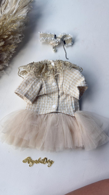 Tulle & Lace Dog Dress: Satin Bow, Matching Choker