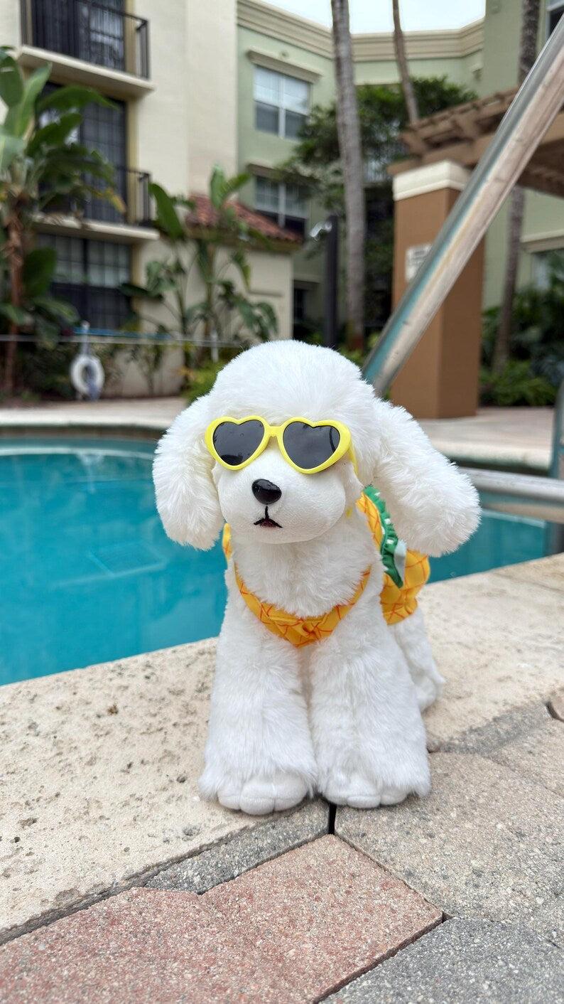 Pineapple Dog Dress with Heart Sunglasses: Summer Outfit Gift Set