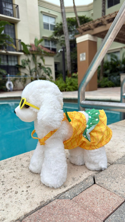 Pineapple Dog Dress with Heart Sunglasses: Summer Outfit Gift Set